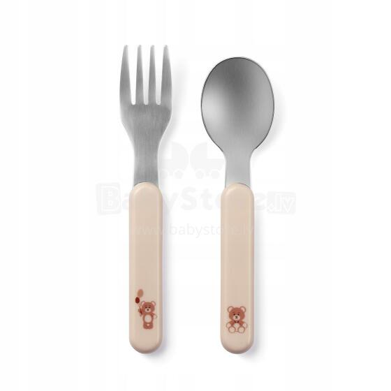 BabyOno Steel Cutlery Art.1065/03 Beige nerūsējošā tērauda bērnu galda piederumi