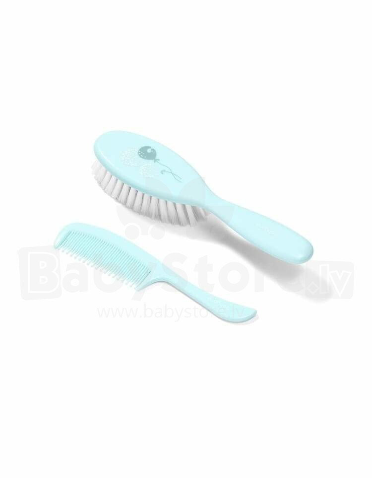 BabyOno  Blue SUPER SOFT&ULTRA THIN bristle baby hairbrush + a comb  - Catalog / Care & Safety / Care & Hygiene /  - The biggest  kids online store
