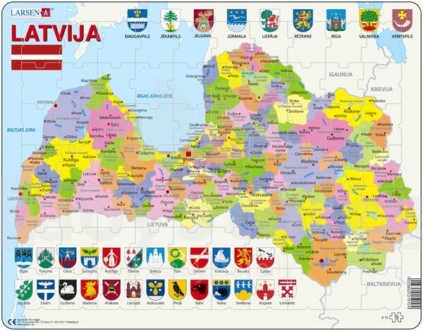 Larsen Puzzle Art A10 Latvia Political Puzle Latvijas Karte 70 Gb