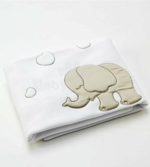 Сoccoleria Blanket Elefantino White Art.100270 Bērnu sedziņa ar izšuvumu un aplikāciju 110x130 cm