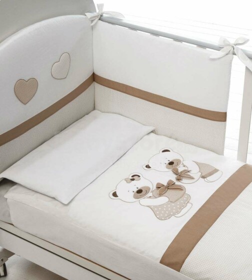 Baby Expert Bon Bon White/Dove Art.100366 Комплект изысканного детского постельного белья из 4-х частей