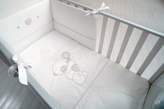 Baby Expert Serena Gastone Bianco/Tortora Art.100382 Комплект изысканного детского постельного белья из 4-х частей