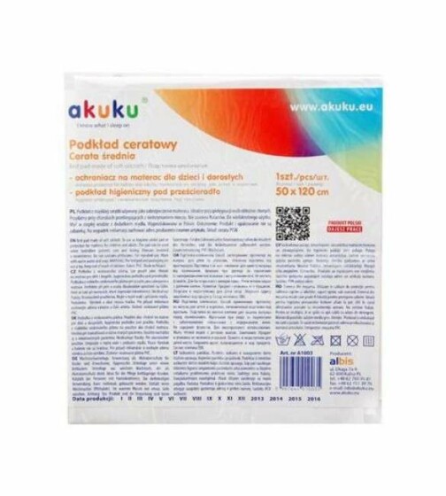 Akuku Art.A1003 Гигеническая непромокаемая подкладка средней толщины для детской кроватки 50x120см