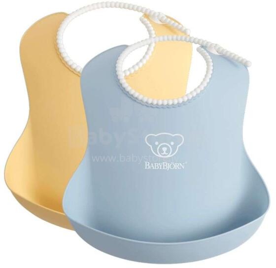 Babybjorn Soft Bib Art.046341 Powder Yellow/Blue  Нагрудник (Слюнявчик),2 шт