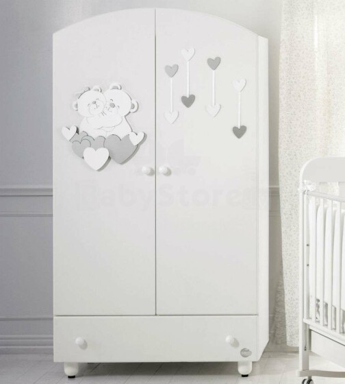 Baby Expert  Armadio Tenerezze White/Silver  Art.100757  Ekskluzīvs bērnu skapis