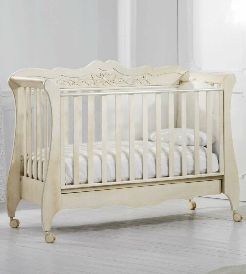 Baby Expert Amadeus Antique White Art.100770 Ekskluzīva bērnu gulta ar Swarovski kristāliem