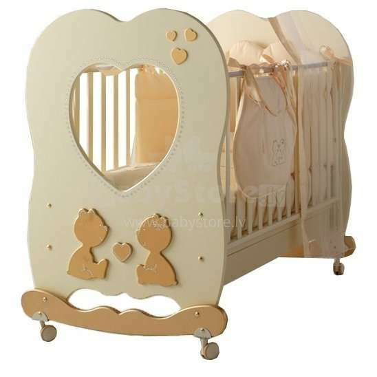 Baby Expert Cuore di Mamma Cream Art.100781 Детская эксклюзивная кроватка с кристаллами Swarovski