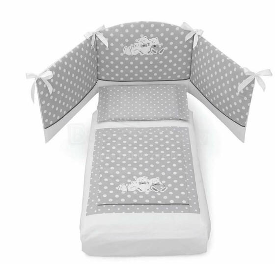 Erbesi Pisoloni White/Grey Art.100954 Bērnu gultas veļas komplekts 3-daļīgs