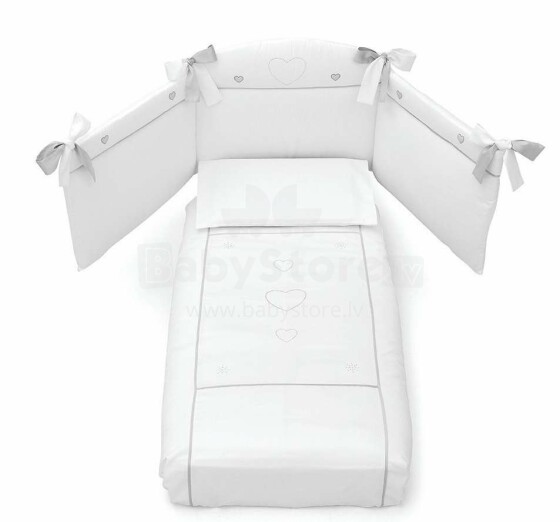 Erbesi Cuori White Art.101017 Bērnu gultas veļas komplekts 3-daļīgs