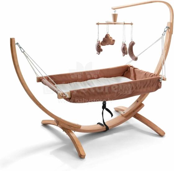 Hammock with Wooden Frame Art.101082 Beige Children's hammock with a wooden frame - an ergonomic hanging lounger 66 x 150 cm for children 3-5 years old