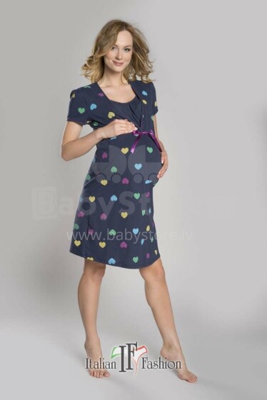 Italian fashion ALLA Granat ночная рубашка для беременных/кормящих (синяя)
