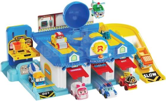Silverlit  Robocar Poli Playset Art.102042 Playset Le Quartier General - Transformable Vehicle - Poli, Heli, Amber, Roy