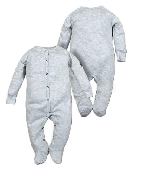 La Bebe™ NO Baby Romper Art.102451 Grey Zīdaiņu rāpulīši ar garām piedurknēm un pēdiņam no kokvilnas