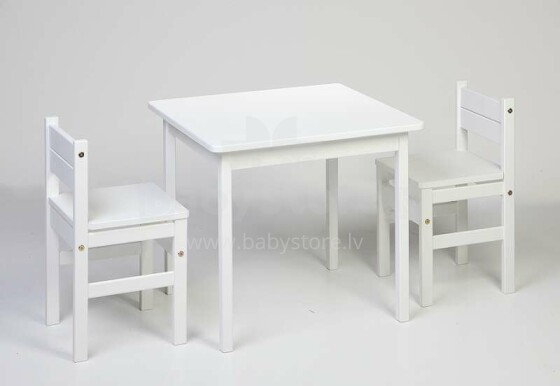 Troll  Art.KRG-CH0003 White Bērza masīvkoka komplekts ( galds + 2 krēsli)