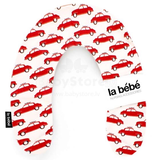 La Bebe™ Rich Maternity Pillow Art.102773 Cars Red-White Подковка для сна, кормления малыша 30x104 cm