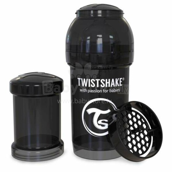 Twistshake Art.78042 Black Barošanas pudele 180 ml