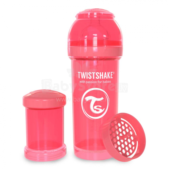 Twistshake Art.78032 Peach  Бутылочка-шейкер для кормления 260 мл