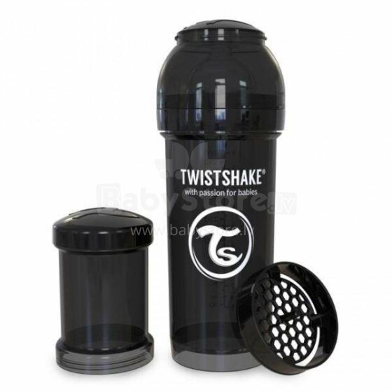 Twistshake Art.78043 Black Pretkoliku pudelīte, 260 ml