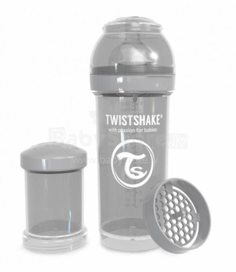 Twistshake Art.78260 Pastel Grey Anti-koliku barošanas pudele 260 ml