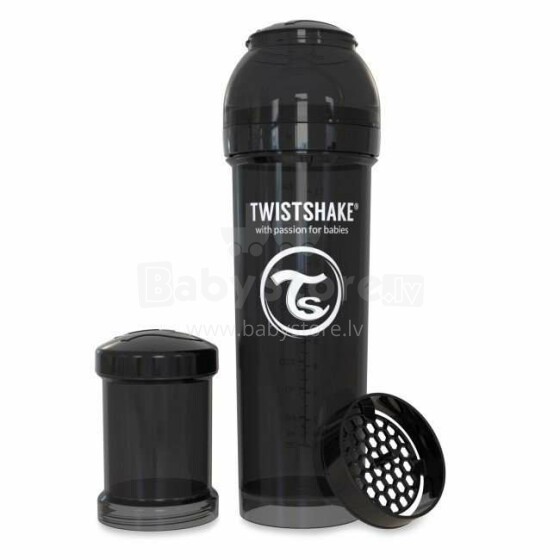 Twistshake Art.78044 Black Anti-koliku barošanas pudele 330 ml