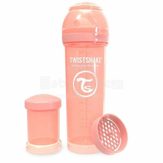 Twistshake Art.78316 Pastel Peach Barošanas pudele 330 ml