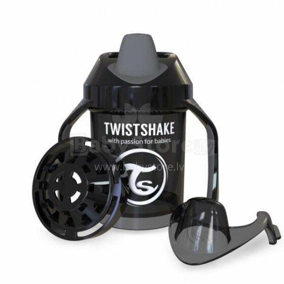 Twistshake Mini Cup Art.78057 Black Pudelīte ar snīpi no 4 +mēn, 230 ml