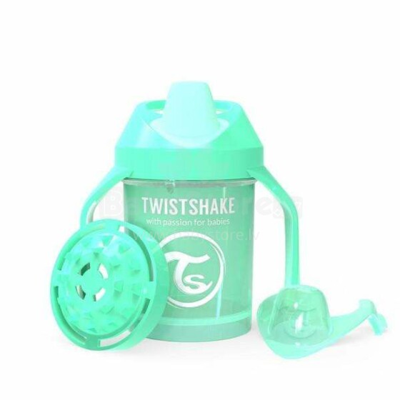 „Twistshake Mini“ puodelis, 78269 pastelinis žalias butelis su snapeliu nuo 4 + mėn., 230 ml