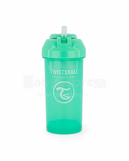 Twistshake Straw Cup Art.103063 Pastel Green Pudelīte ar salmiņu no 6 +mēn, 360 ml
