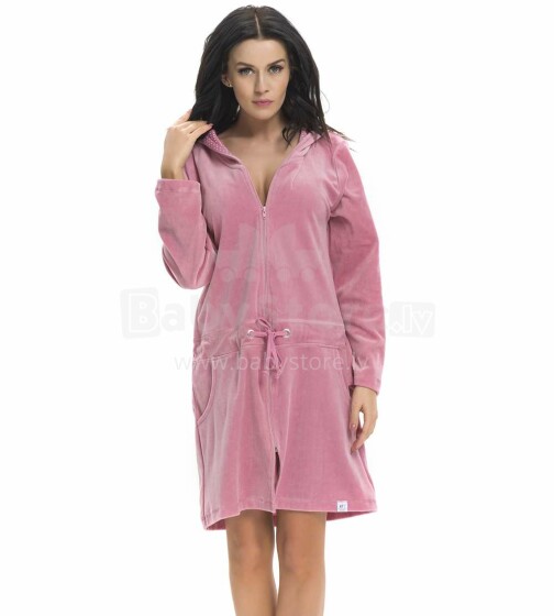 Dobranocka Art.1008 Lady Pink Велюровый халат на молнии для беременных