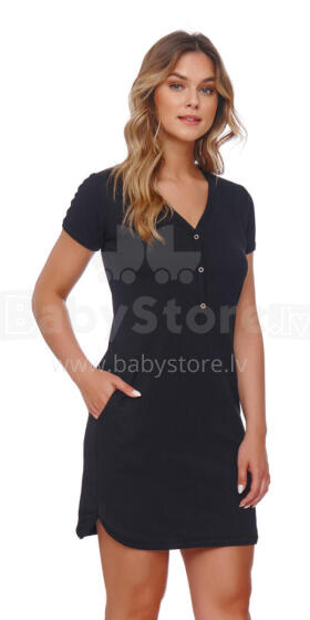 Doctronap Night Dress Art.4542 Black Kokvilnas naktskrekliņš grūtniecēm/barošanai