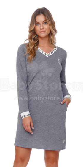 Doctornap Night Dress Art.4534 Grey Kokvilnas naktskrekliņš grūtniecēm/barošanai