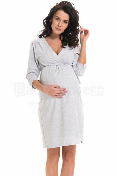 Dobranocka Art.9243 Grey Melange Хлопковый халат-ночная рубашка для беременных