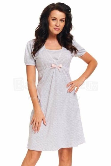 Dobranocka 9393 šviesiai pilkos spalvos medvilniniai naktiniai marškiniai nėščioms moterims / mityba