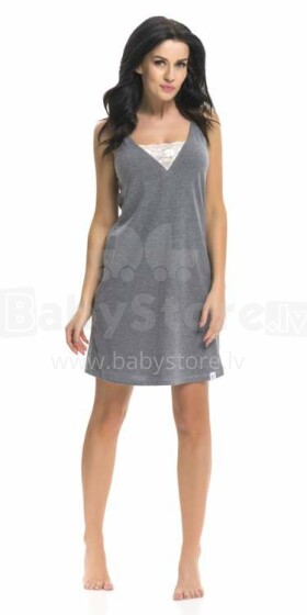 Dobranocka art.9418 tamsiai pilkos medvilnės naktiniai marškiniai nėščioms moterims
