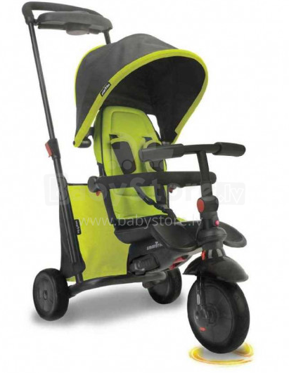 „Smart Trike SmarTfold 500 Green Art“. STFT5050700 Vaikiškas triratukas vežimėlis su ratukais iš poliuretano, rankena ir stogu