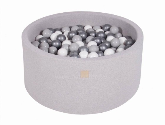 MeowBaby® Color Round Art.104058 Light Grey  Sauss baseins ar bumbiņām(200gab.)