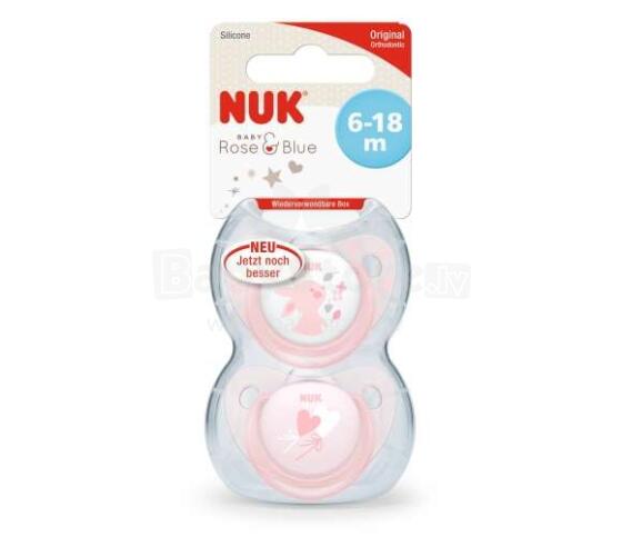 Nuk Baby Rose Art.10736159 Māneklītis silikona  ar gredzenu (6-18 mēn.) 2 gab.