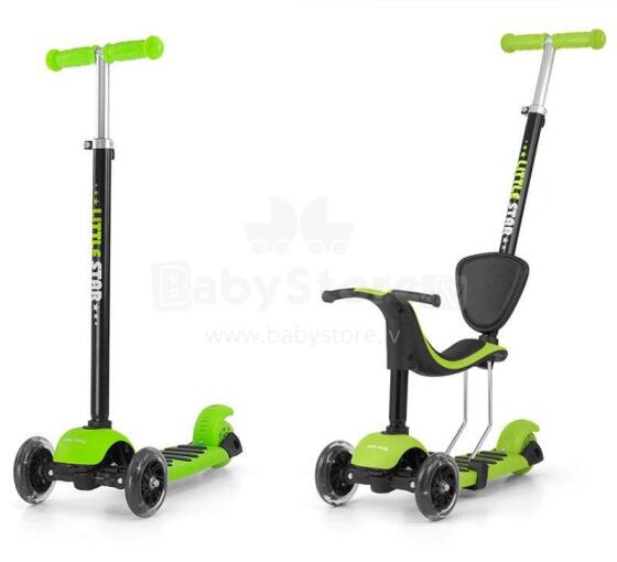 Milly Mally Little Star Green  Art.104302  Детский самокат 3 в 1