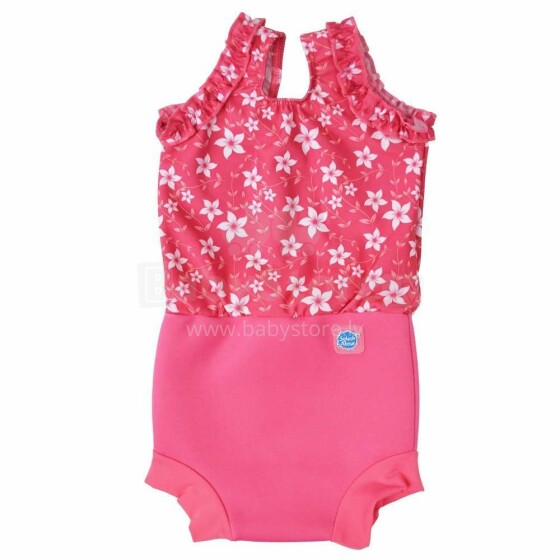 Splash About Happy Nappy Pink Blossom Art. CHNPB maudymosi kostiumėlis su sauskelnėmis