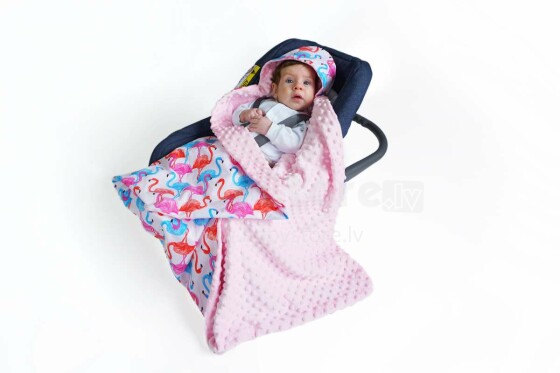 „Baby Love Minky Art.104801“ aukštos kokybės lengvas dvipusis antklodės variantas su gobtuvu (90x90 cm)