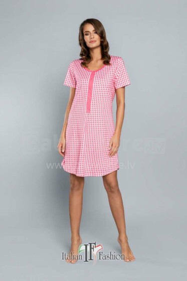 Italian Fashion Michalina Art.10481 Pink Хлопковая ночная рубашка для беременных/кормления с коротким рукавом