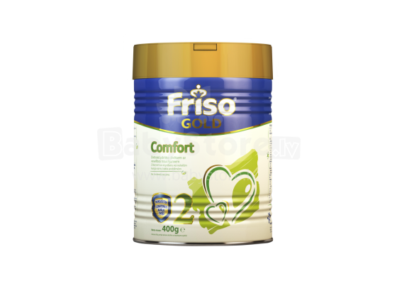 Dirbtinio pieno mišinys „Frisolac Gold Comfort 2“, skirtas vartoti dietoje kūdikiams nuo 6 iki 12 mėnesių. 400 g