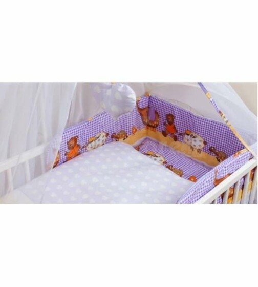 ANKRAS Bērnu gultiņas aizsargapmale 180 cm ELEPHANT purple