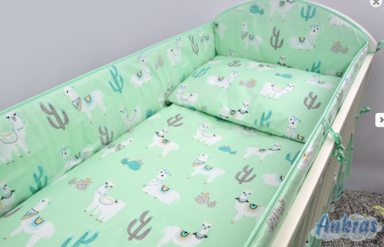 ANKRAS Art.LAM000218 LAMA Mint Bērnu gultiņas aizsargapmale  360 cm