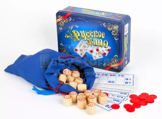 Russian Bingo Game Art.105461 Русское лото (комплект деревянных бочонков + карточки)