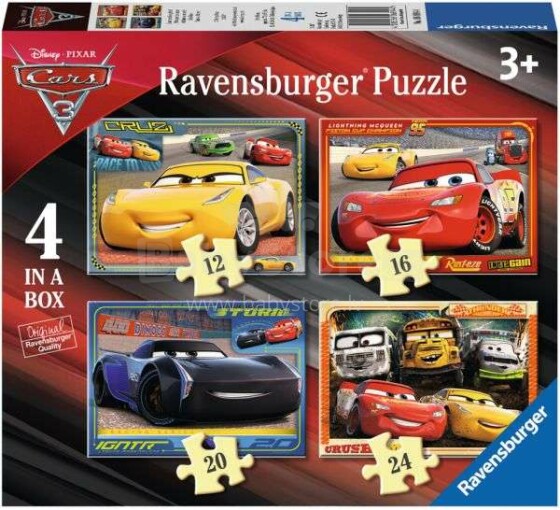 Ravensburger Puzzle Cars 3 Art.R06894 Puzles 4in1 Vāģi-3