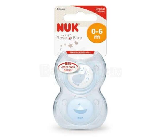 Nuk Rose&Blue Art.SU75 Silikona ortodontiskais māneklis 2gb ( 0 - 6 mēn. )