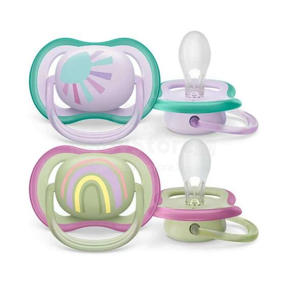 Philips Avent Ultra Air Art.SCF085/59 Силиконовая пустышка ортодонтической формы с арнаментом, 0-6м, BPA-Free (2 шт.)