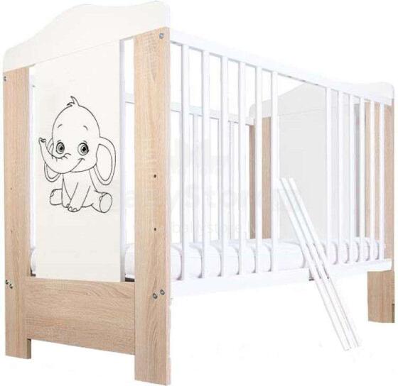 BoboBaby Ella Elephant Art.22904 Light Oak 109 bērnu gulta,120x60cm
