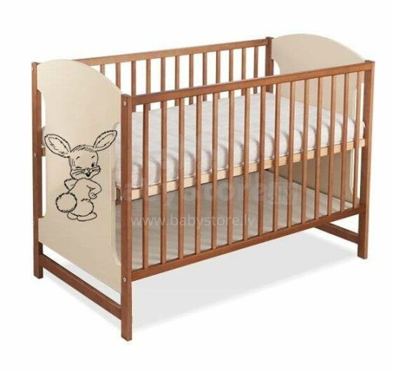 BoboBaby Miki Bunny Art.22935 Walnut  104 деткая кроватка для малышей  120х60см (без ящика)